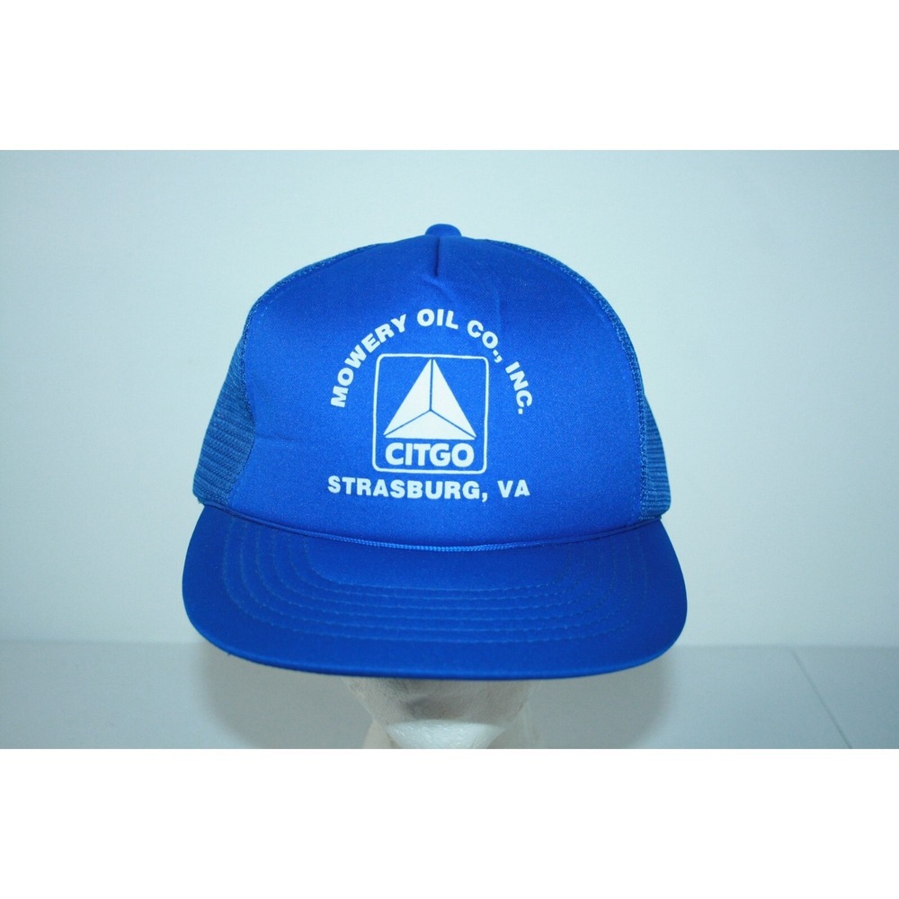 Vintage Mowery Oil Co Citgo Srasburg VA Blue Snapback Trucker‎ Hat Cap